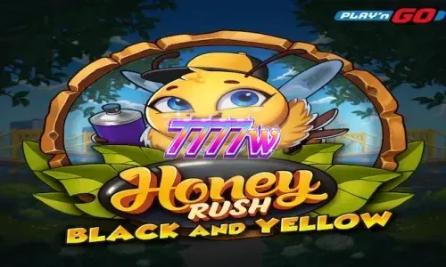 Tampilan visual neon Honey Rush Black and Yellow dengan grid sarang lebah